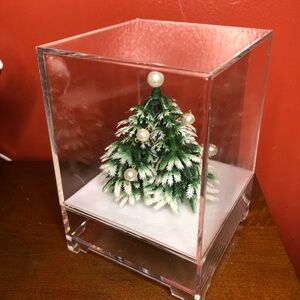 Vintage Musical Fantasy Music Box Rotating Christmas Tree Silent Night - Japan